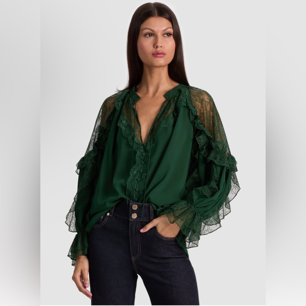 Alice+Olivia Aleena Lace Blouse